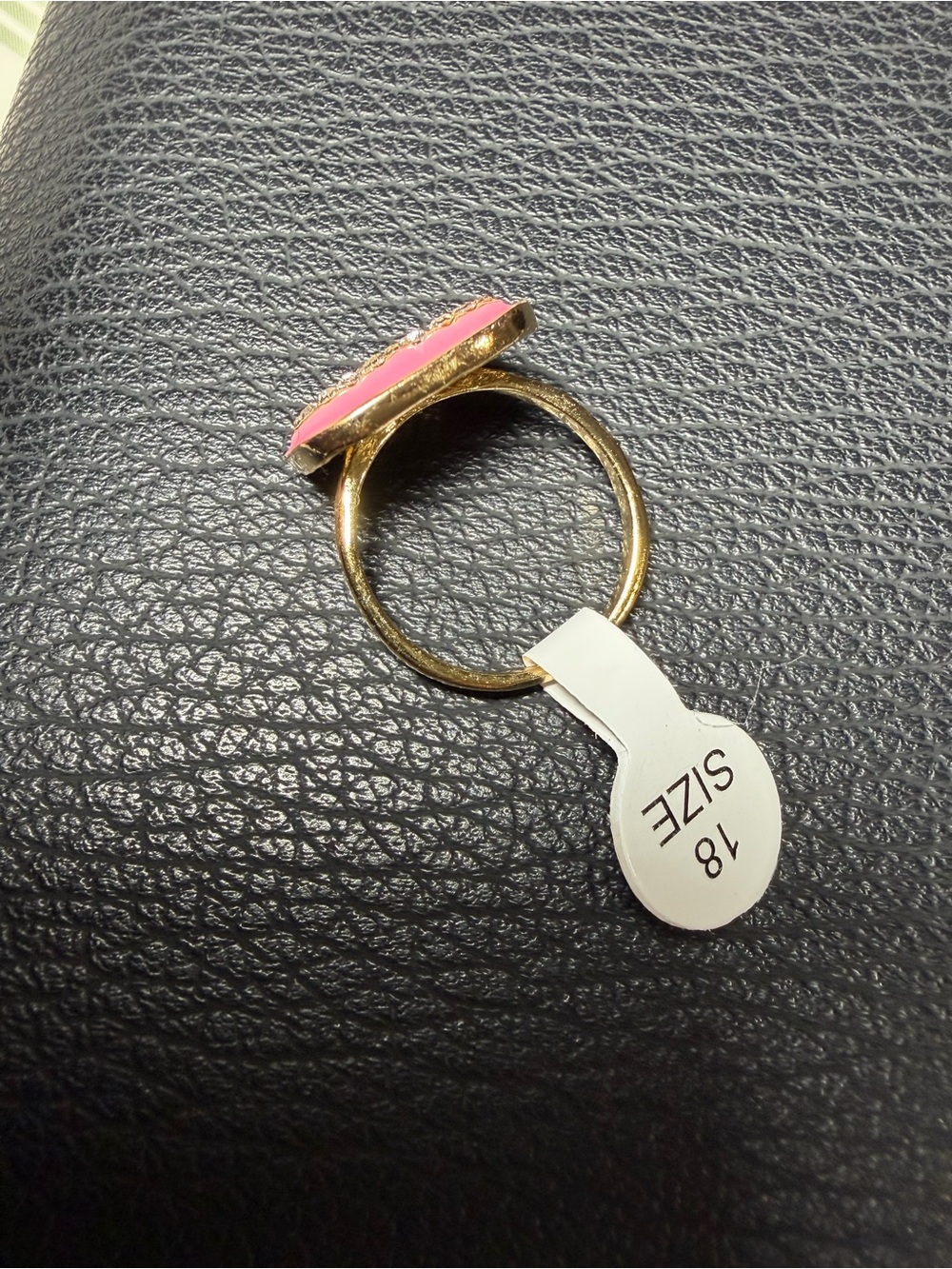 Gold-Tone Ring with light Pink Enamel CC Accent - Picture 3 of 6